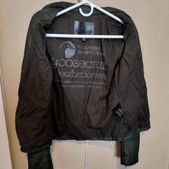 Forest Green Goosecraft Sheep Leather Jacket, Size S - Picture 7 of 9